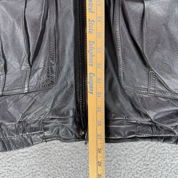 Vintage CITY STREETS Leather Jacket Mens XL Black Full Zip Deep Button Pockets - Picture 4 of 13